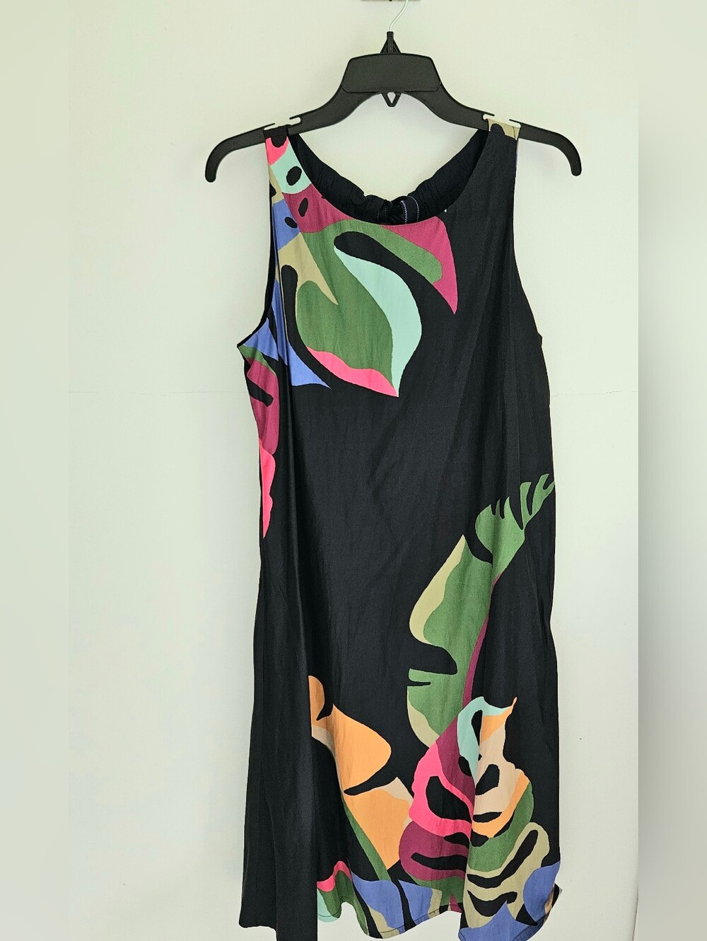 Chico's Tropical Leaf Midi Dress Sleeveless Colorful
